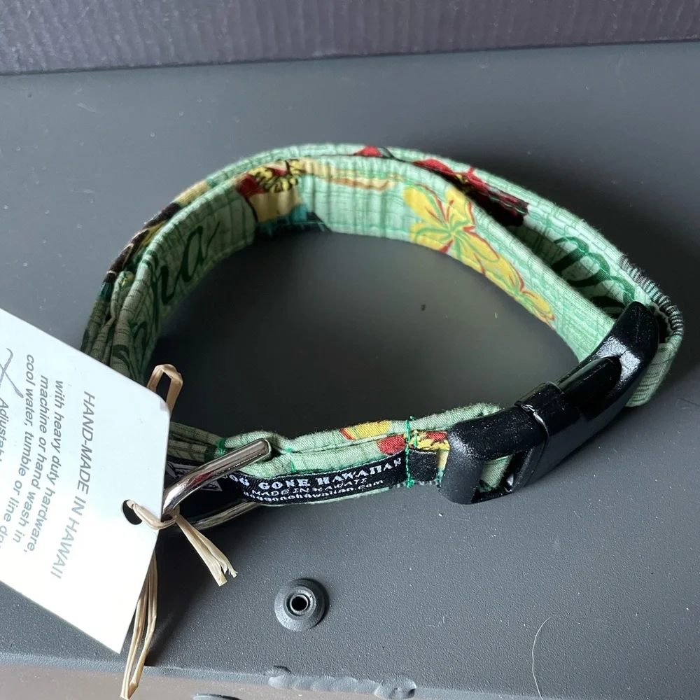 Dog Gone Hawaiian Medium Adjustable Floral Plumaria Dog Collar Made in Hawaii